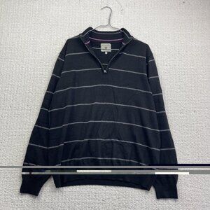 Wolsey 1/4 Zip Men's Size XL Pullover Merino Wool Blend Sweater Striped Preppy